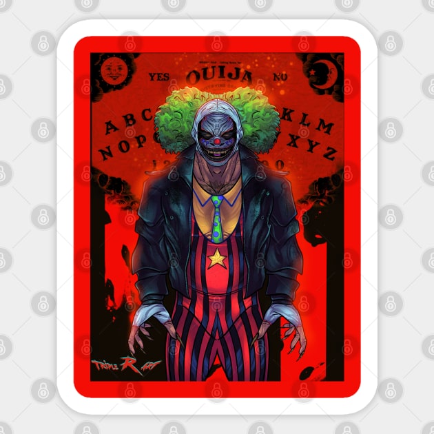 Wrestling creepy clown ouija Sticker by Triple R Art